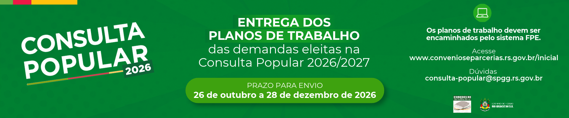 ENTREGA DOS PLANOS DE TRABALHO das demandas eleitas na Consulta Popular 2026/2027