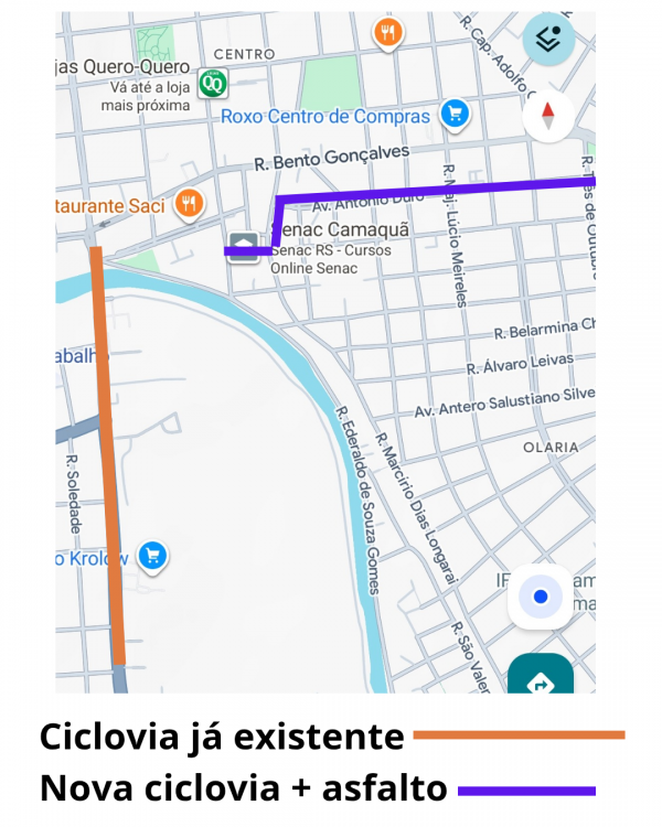 Ciclovia ja existente Nova ciclovia  asfalto